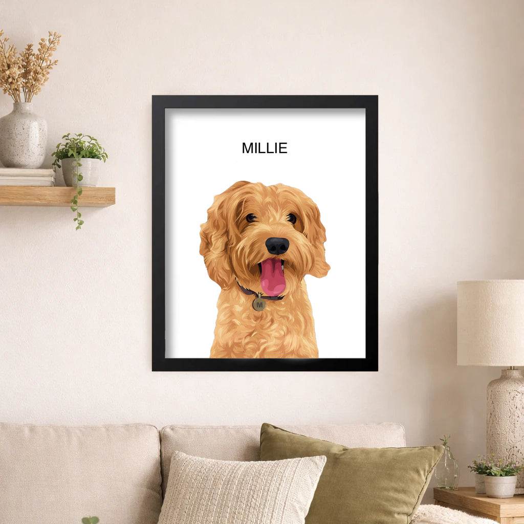 Custom made pet portraits framed in Australia and United States of America USA