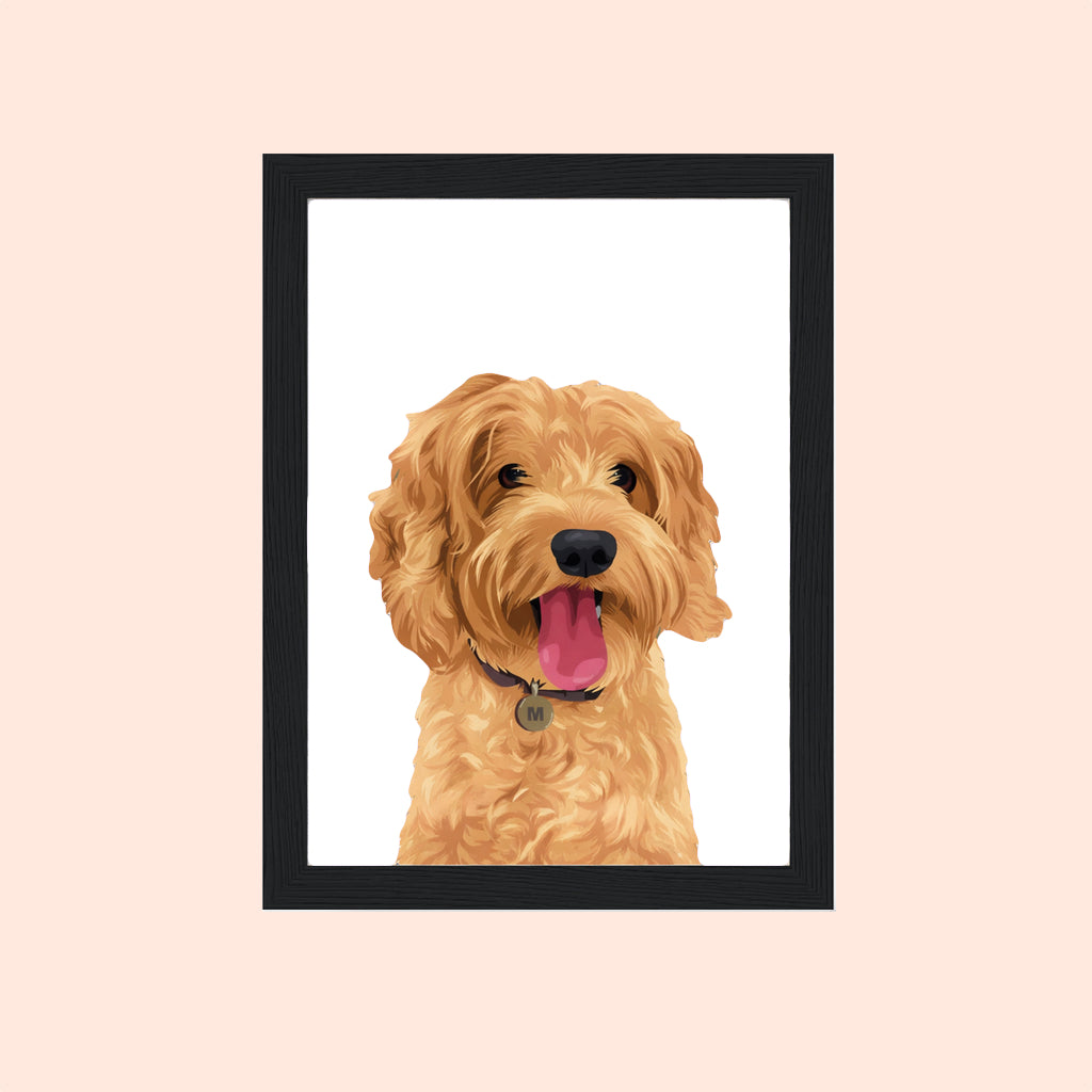 Custom made pet portraits from photos professionally framed