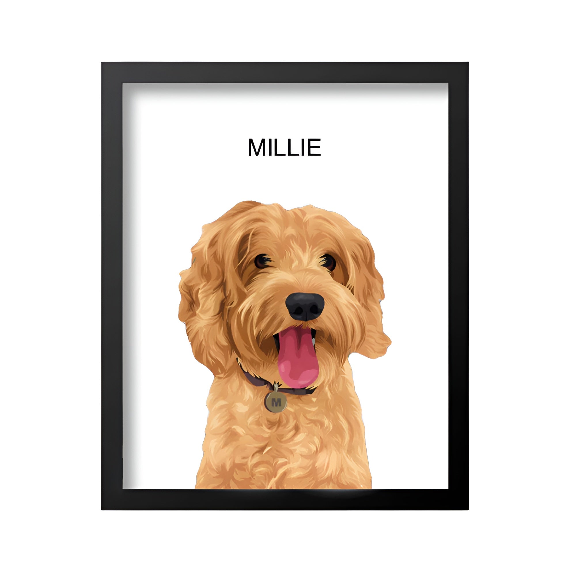 Personalized dog portrait wall art showing two custom pet portraits, a meaningful gift for pet lovers