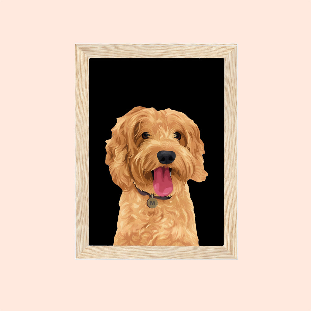 Personalised pet portrait artwork professionally framed. Great gift ideas